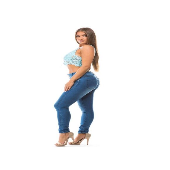 WAIST 30 INCHES SIZE 7 SKINNY JEANS STRETCH PUSH UP DENIM BLUE 7-8 Z242 SZ7 - Picture 1 of 16